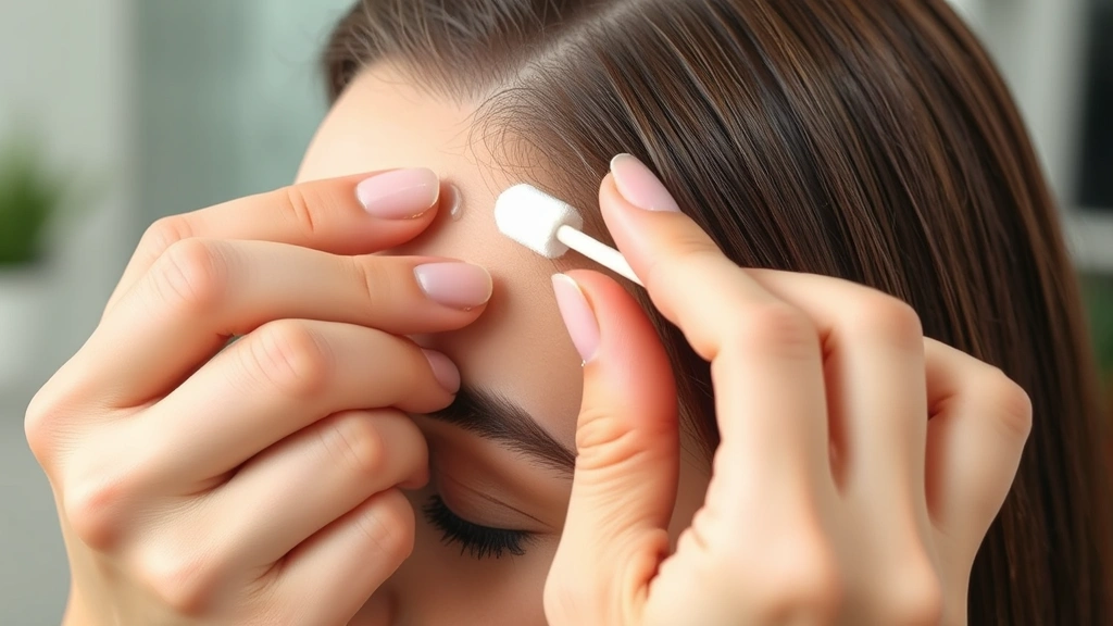 Close-up of hands applying protective barrier cream along hairline before hair coloring, showing careful application technique with cotton swab