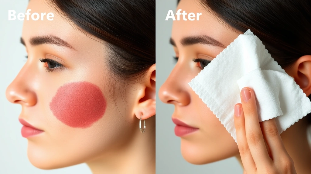 Before and after comparison showing fresh hair dye stain on skin gradually fading through different removal stages using cotton pads