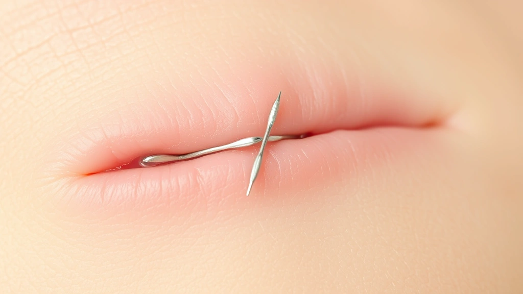 Close-up of a healing surgical incision with dissolvable stitches visible on clean, healthy-looking skin showing early stages of wound closure