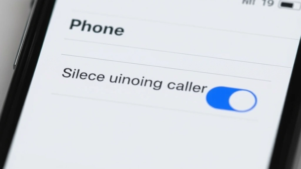 Close-up of iPhone Settings app open to Phone section showing Silence Unknown Callers toggle switch, clean modern interface with blue highlighted toggle
