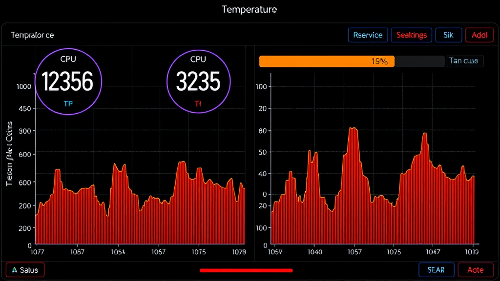Digital temperature monitoring software interface showing CPU thermal readings and graphs, no text no words no letters
