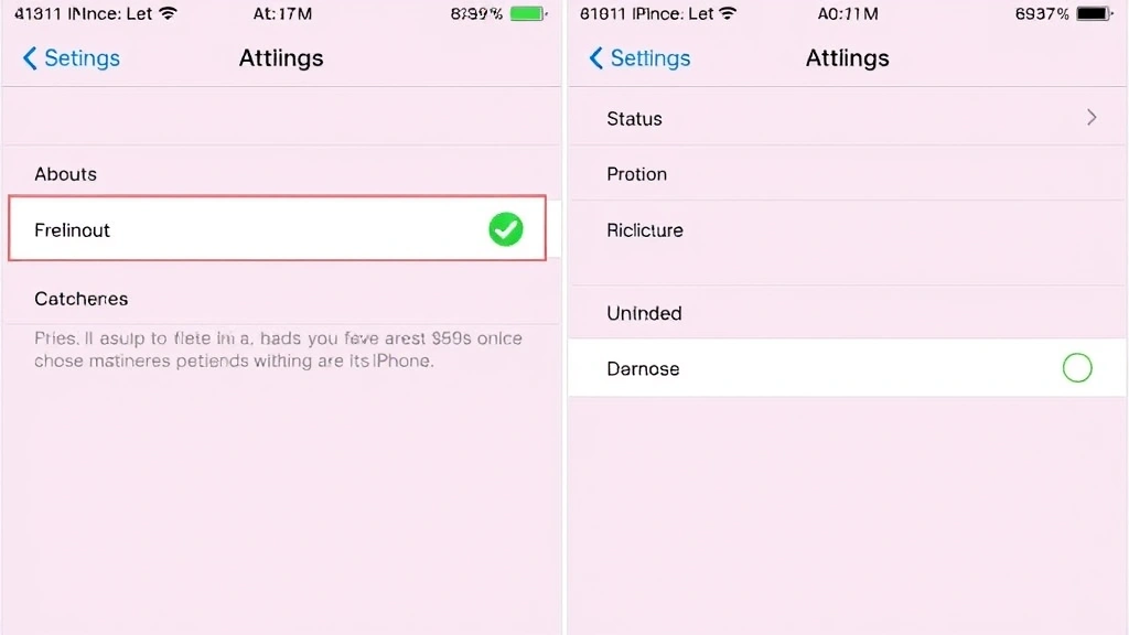Split-screen comparison showing iPhone Settings About page with carrier lock information and status details visible