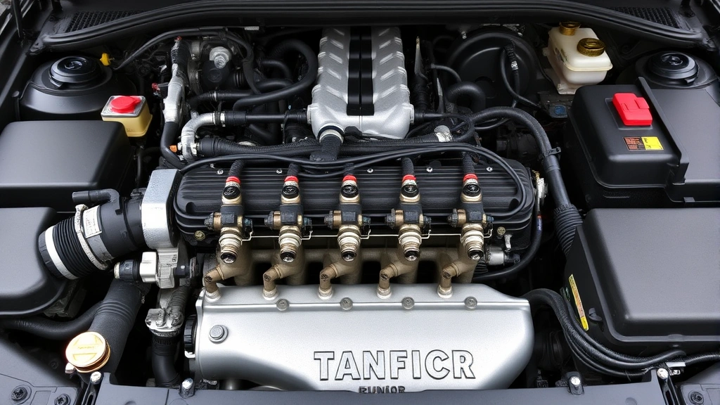 Engine bay showing complete fuel injection system with multiple injectors installed along fuel rail, clean and properly maintained components