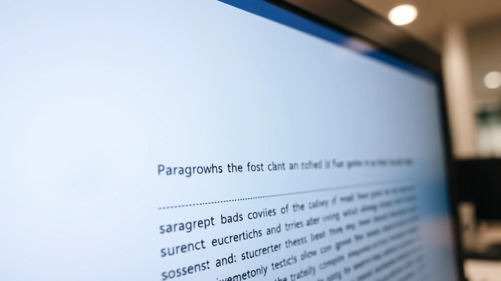 Close-up of a computer screen showing Microsoft Word document with formatting marks visible, displaying paragraph symbols and page break indicators in a professional office setting