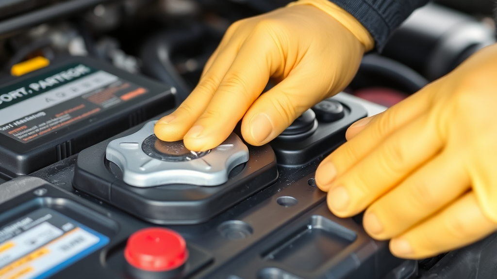 Clean car battery terminals with protective coating applied maintenance prevention no text no words no letters