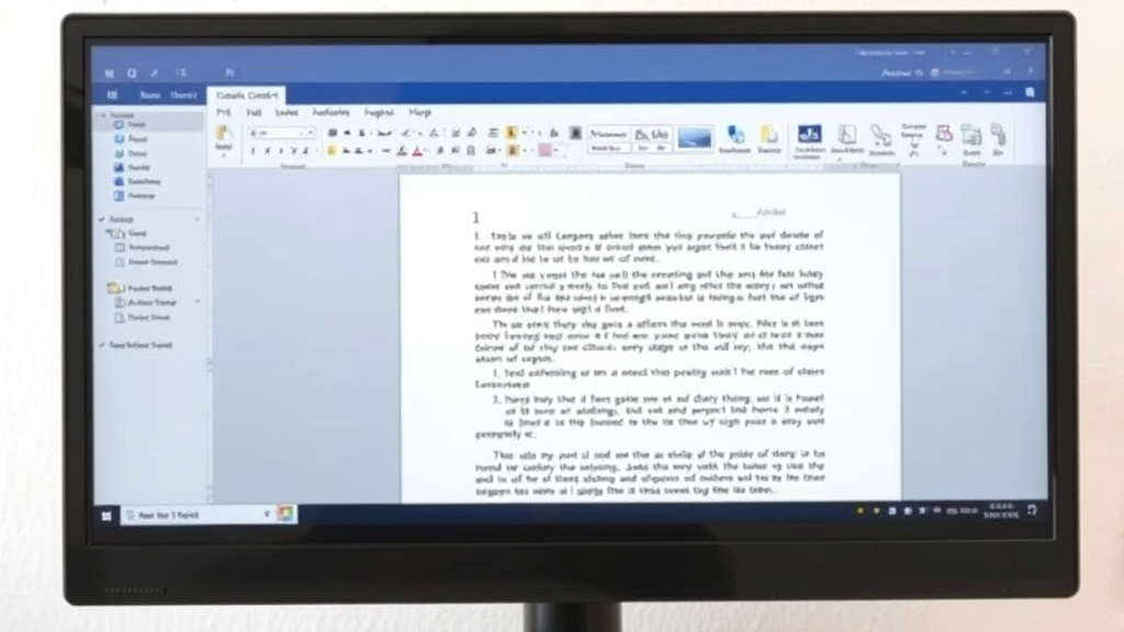 Professional computer screen showing Microsoft Word document with clean formatting and text spacing, no text no words no letters