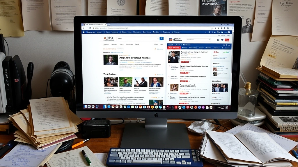 Computer monitor showing multiple browser tabs with auction websites and marketplace listings, surrounded by collector's notes and research materials