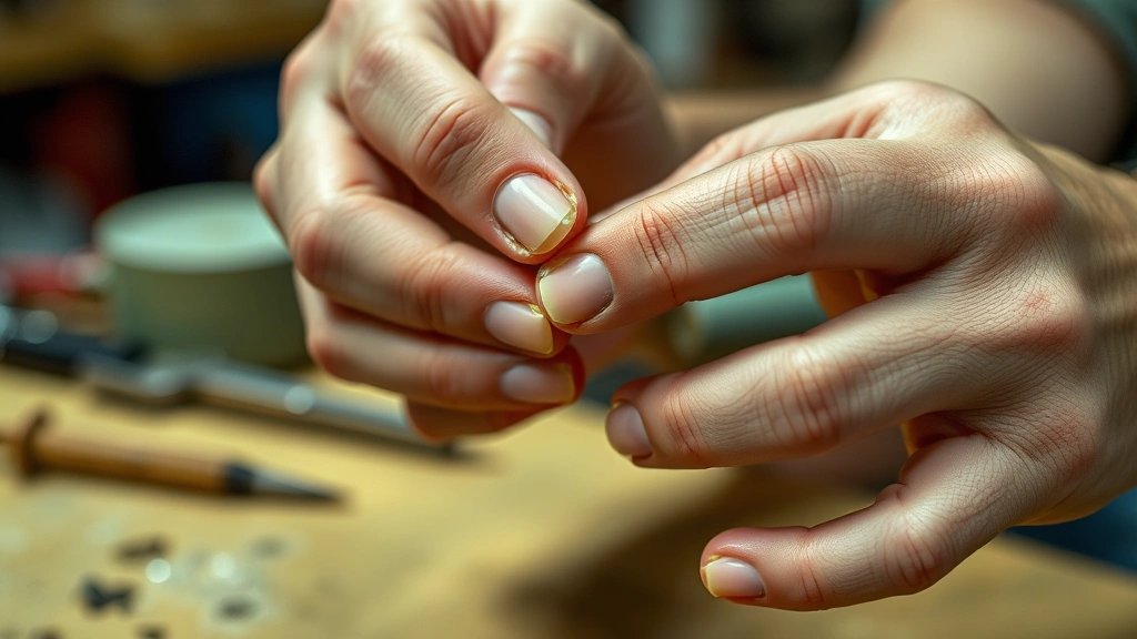 Hands performing precision grip technique with small object between thumb and forefinger, detailed macro photography, workshop setting