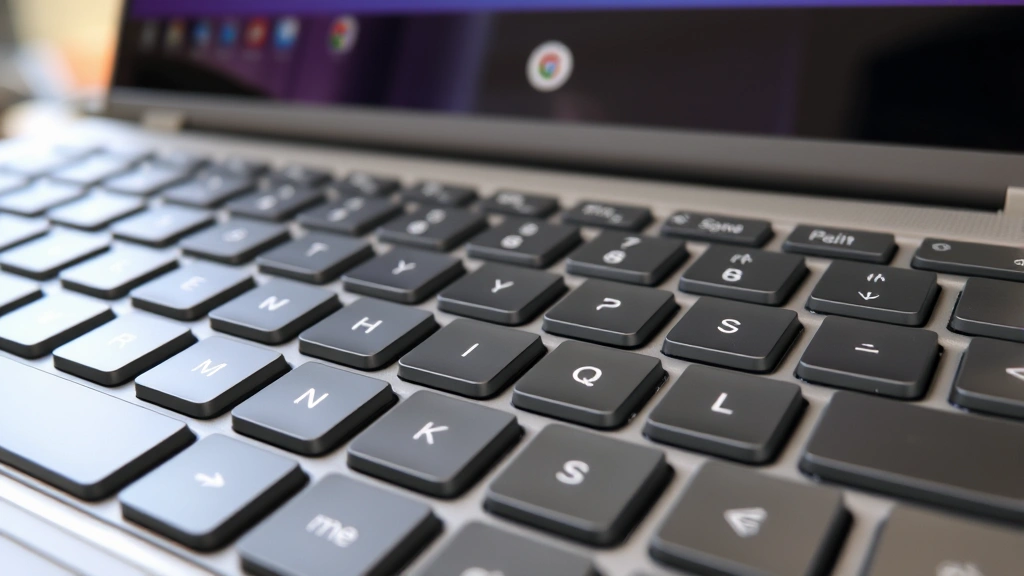 Close-up of Chromebook keyboard with Ctrl, Alt, and arrow keys highlighted, showing rotation shortcut keys on modern laptop keyboard