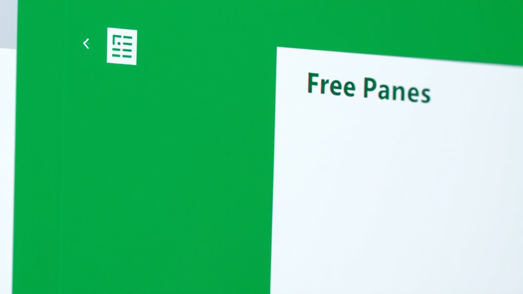 Close-up view of Excel ribbon interface showing freeze panes dropdown menu options, software interface elements, no text no words no letters