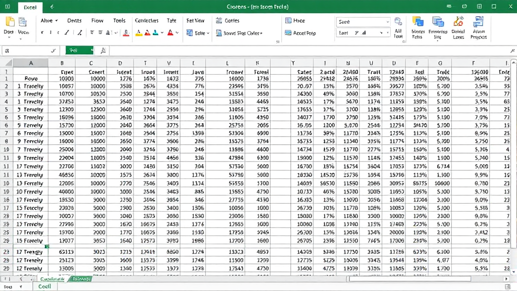 Split-screen Excel view demonstrating frozen rows and columns with data grid, spreadsheet layout, organized data structure, no text no words no letters