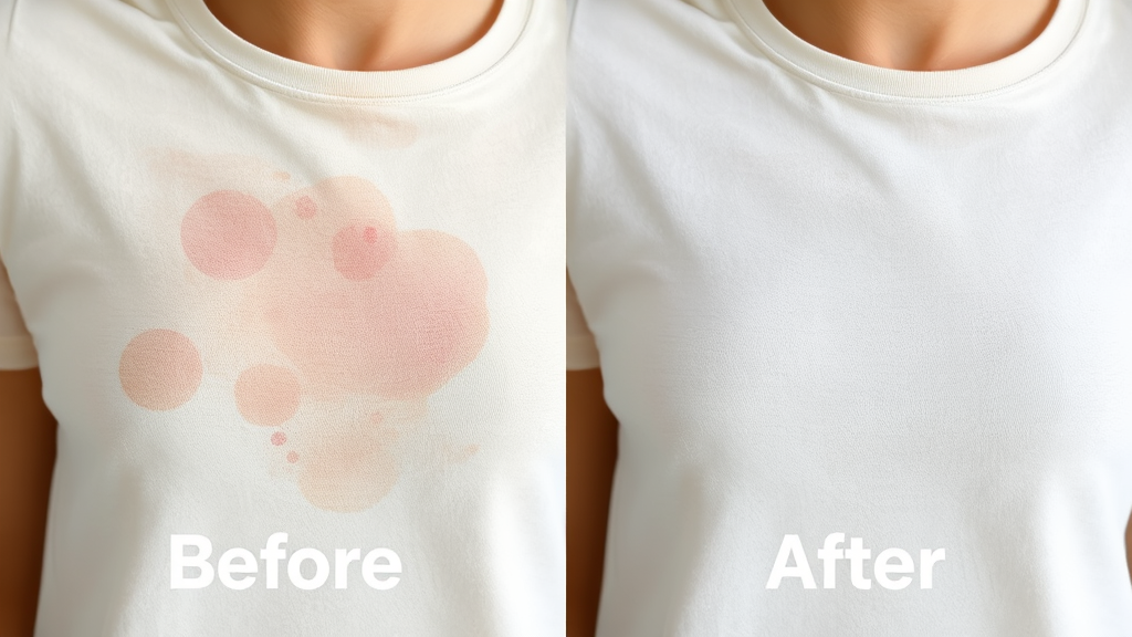 Before and after comparison of stained clothing showing clean results no text no words no letters