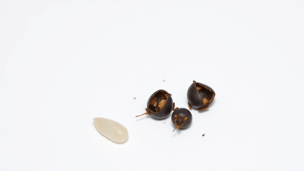 Close-up of fresh mouse droppings on a white surface next to a grain of rice for size comparison, showing typical pellet shape and dark color