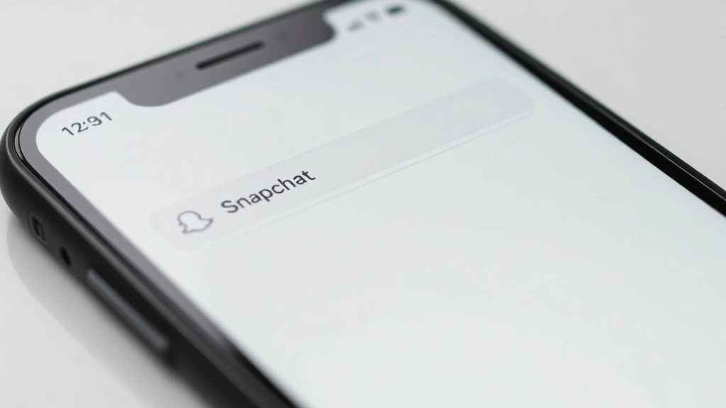 Close-up of smartphone screen showing Snapchat search interface with blank results and magnifying glass icon, modern minimalist design aesthetic
