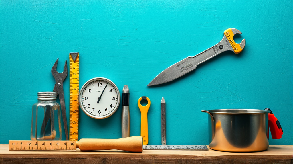 Real world applications of fractions in cooking measurements and construction tools, no text no words no letters