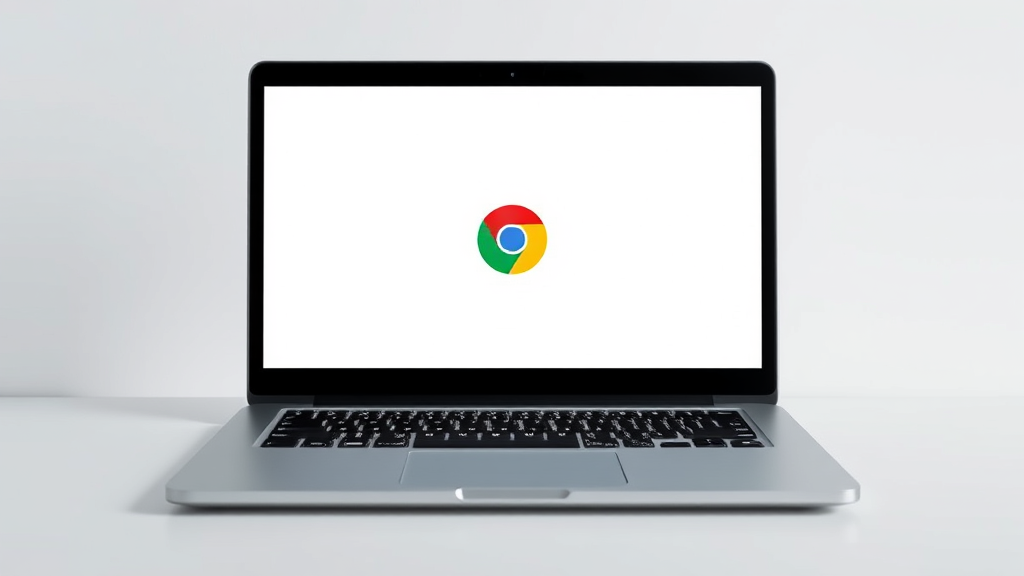 Modern Chromebook laptop open displaying Chrome OS interface with clean desktop background no text no words no letters