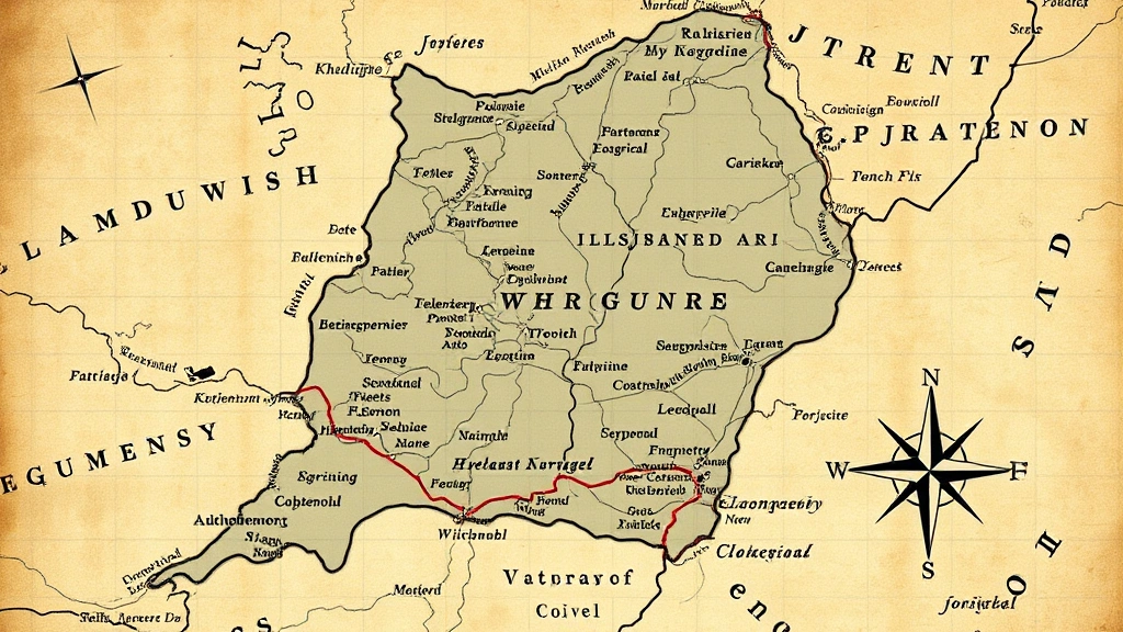 Historic map of Worcester England region highlighted, vintage cartography style with period compass and geographical markers, no text overlay