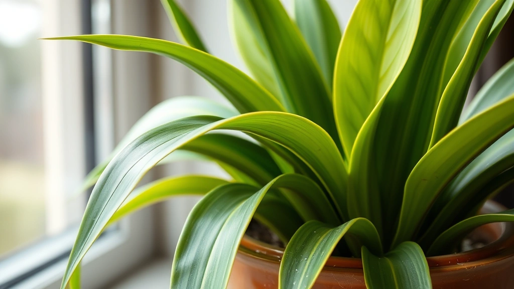 Close-up of healthy mature snake plant with thick green leaves in a ceramic pot, natural lighting from window