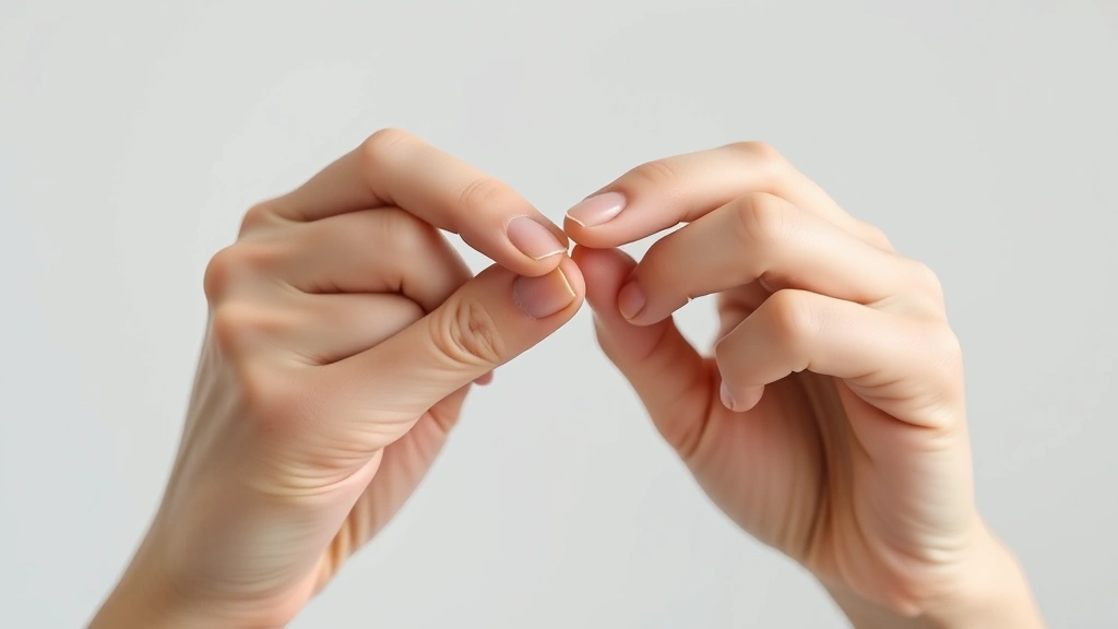 Close-up of hands holding a tampon applicator in proper grip position, neutral background, showing correct finger placement and relaxed hand posture