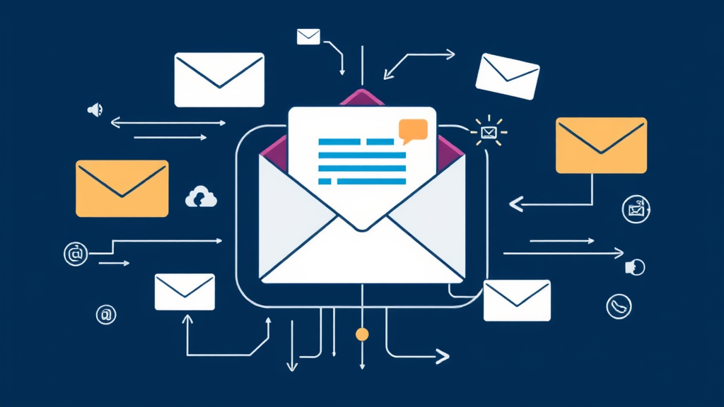 Digital email management concept with message recall arrows and notification symbols, clean technical illustration, no text no words no letters