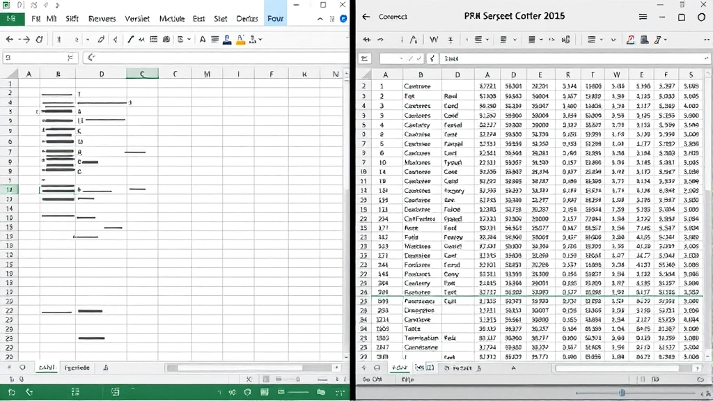 Split-screen showing messy spreadsheet with scattered empty rows on left side and cleaned organized spreadsheet on right side with data properly aligned