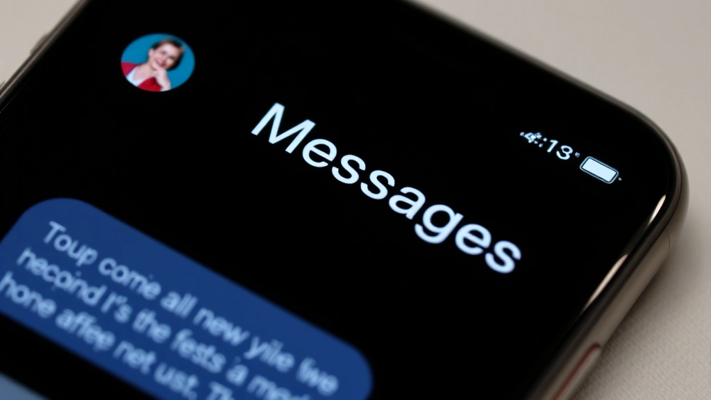 Close-up of an iPhone screen showing the Messages app with a group text conversation open and highlighted, clean modern interface with soft lighting