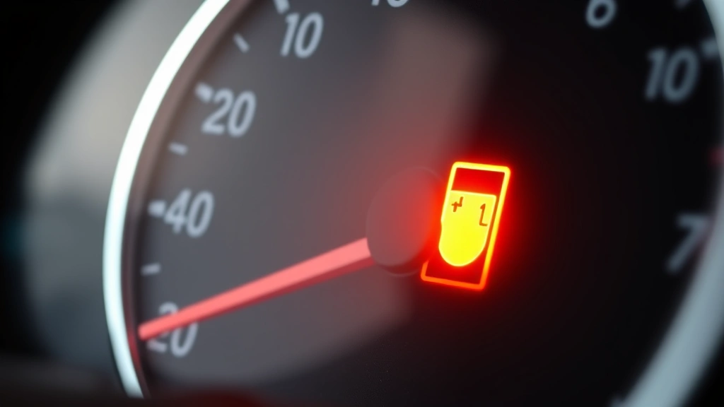 Close-up of a car dashboard showing the illuminated check engine warning light icon glowing orange against the instrument cluster