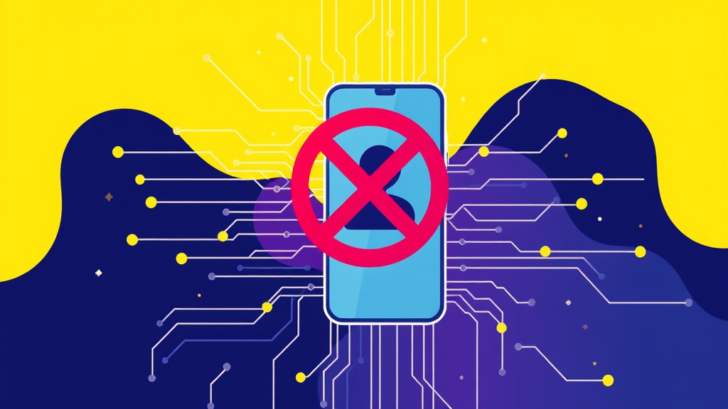 Abstract digital privacy concept with phone blocking unwanted calls illustration no text no words no letters