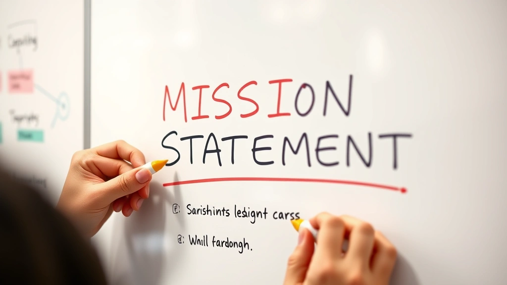 Close-up of hands writing mission statement on whiteboard with colorful markers during nonprofit planning session