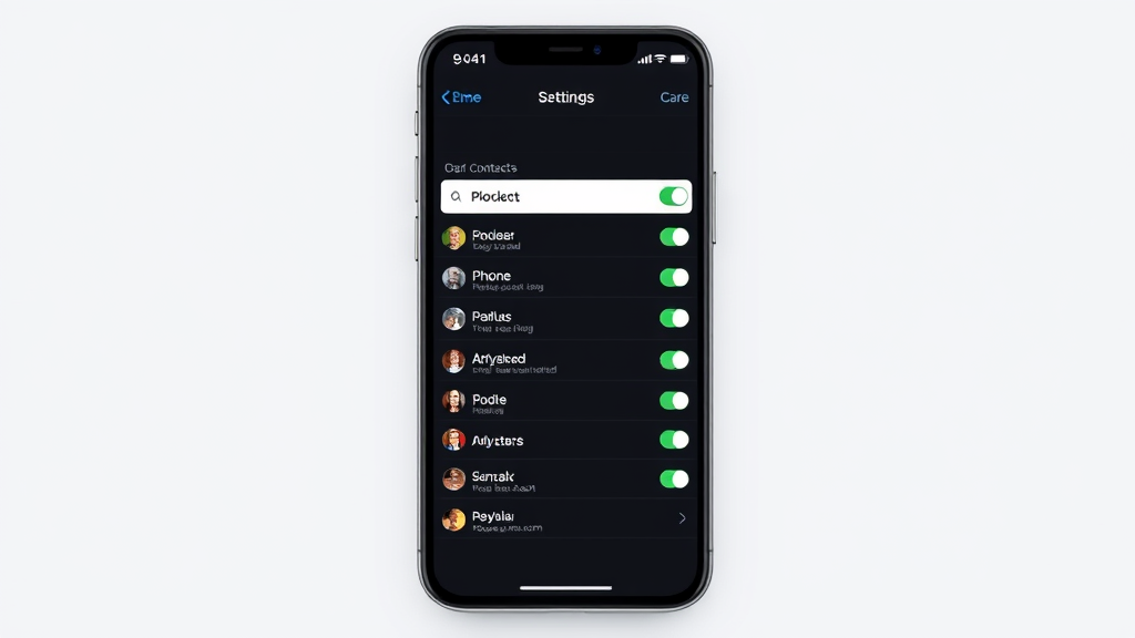Modern iPhone displaying phone settings screen with blocked contacts menu, clean interface design, no text no words no letters