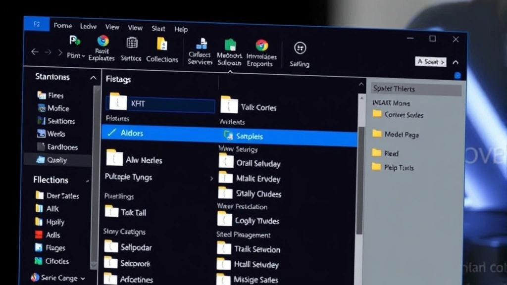 Detailed view of Windows File Explorer window showing folder structure and directory navigation, with organized file management display