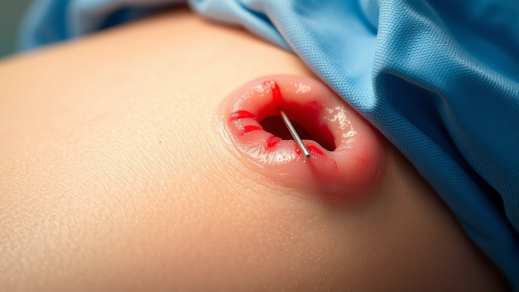 Close-up of surgical wound healing progression showing early stage with visible sutures on clean skin, professional medical setting lighting