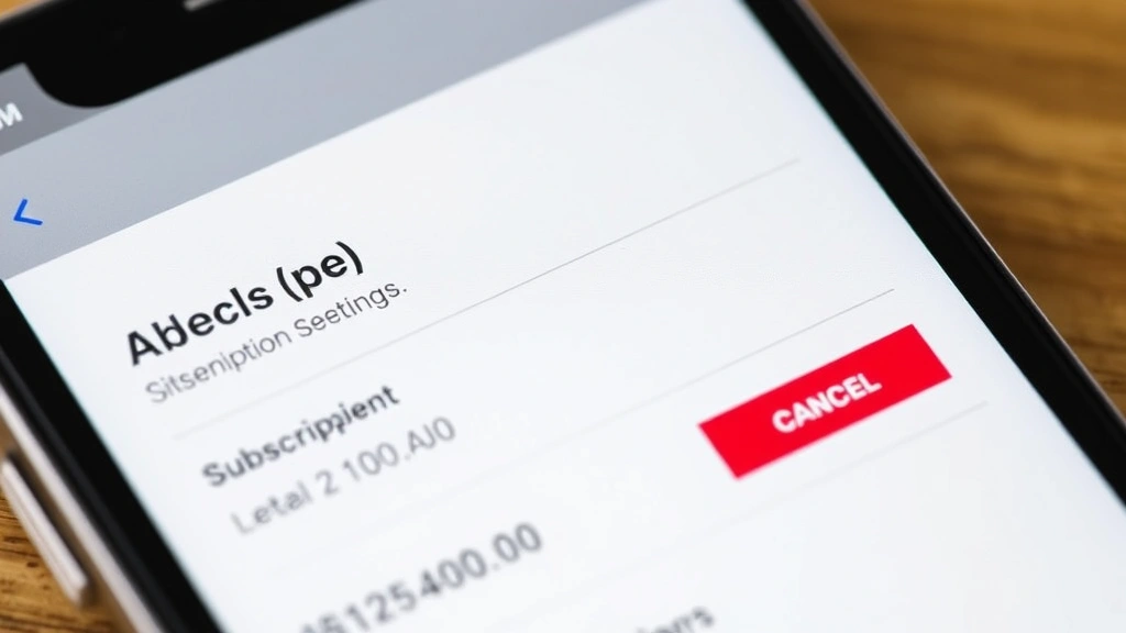 Close-up of a smartphone screen showing a streaming service account settings menu with subscription management options visible, user interface clearly displaying cancel button