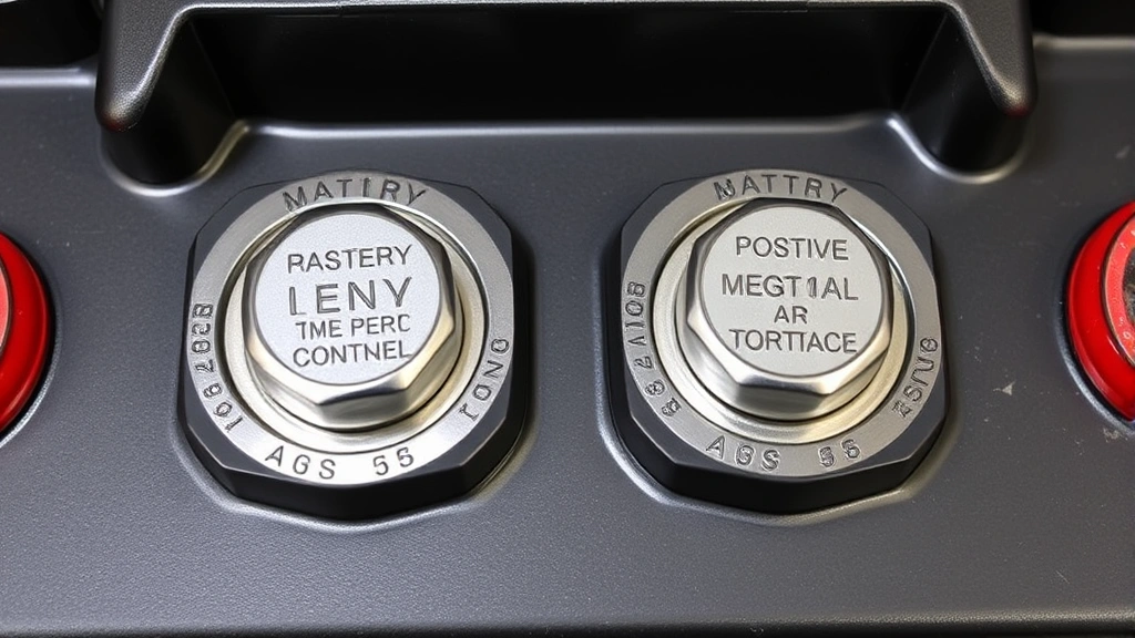 Shiny clean battery terminals after successful cleaning, both positive and negative terminals gleaming, protective dielectric grease coating applied, professional result