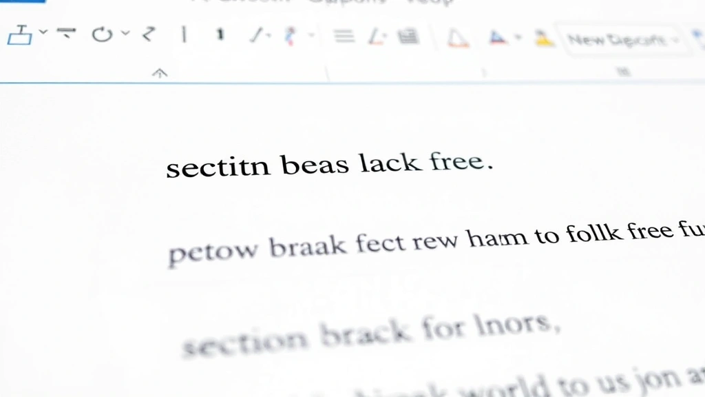 Close-up view of Microsoft Word document showing visible section break markers with pilcrow symbols and section break labels clearly displayed on screen