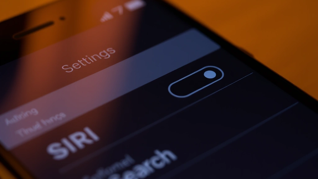 Close-up of iPhone Settings app screen showing Siri & Search menu with toggle switches clearly visible in warm indoor lighting