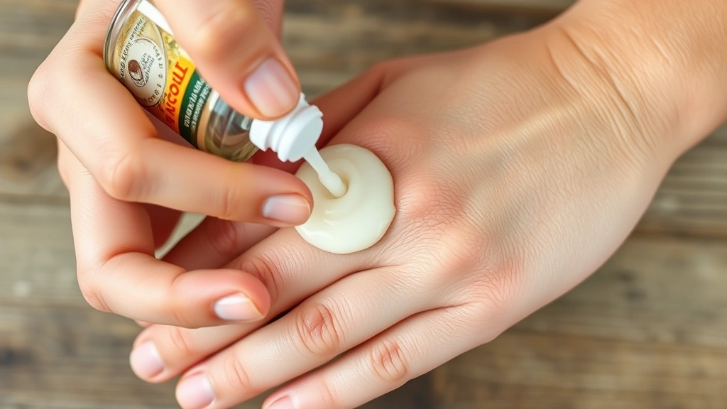 Person applying coconut oil to glued finger area with soft cloth, demonstrating oil-based removal method on natural skin