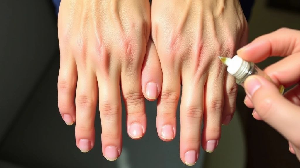 Hands displaying healthy nails after proper removal and moisturizing, showing glossy cuticles and strong nail beds with cuticle oil being applied, natural lighting highlighting nail health and hydration