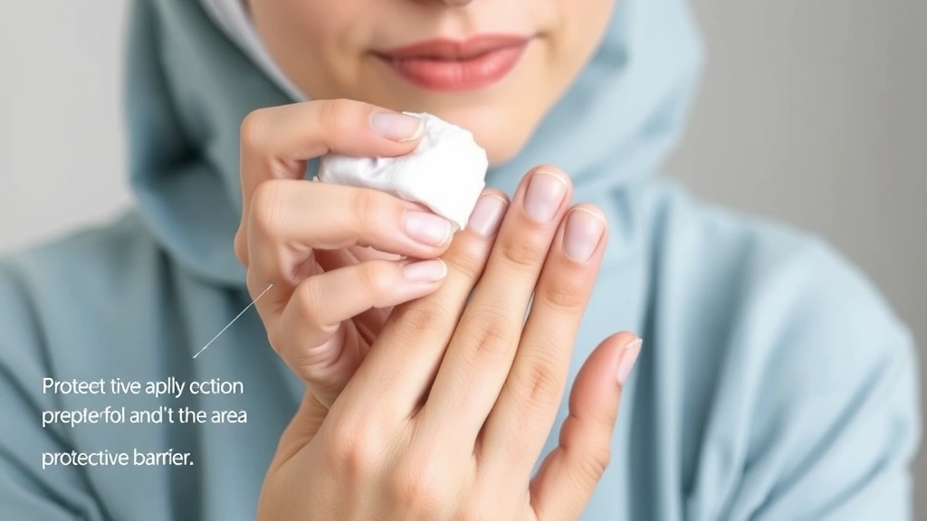 Person carefully applying acetone with cotton ball to stuck fingers, demonstrating proper solvent application method with protective barrier around area