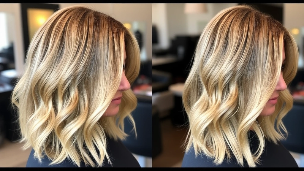 Finished professional blowout result showing voluminous waves, smooth texture, and polished styling on model with medium-length hair, natural lighting highlighting shine and movement