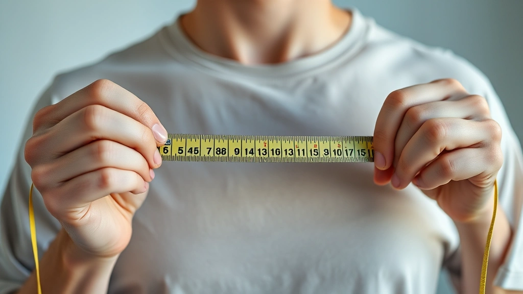 Close-up of hands holding flexible measuring tape positioned horizontally across shoulders, showing proper tape tension and positioning on bony shoulder points, person in light clothing
