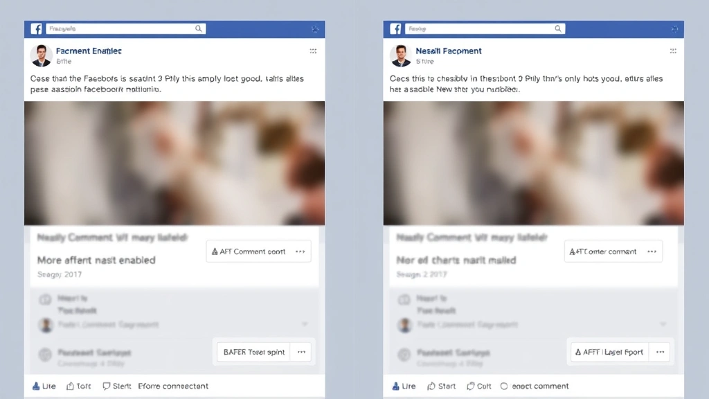Split-screen comparison showing Facebook post with comments enabled versus disabled, before and after visual representation, clear icons indicating comment functionality status, clean modern design with professional appearance
