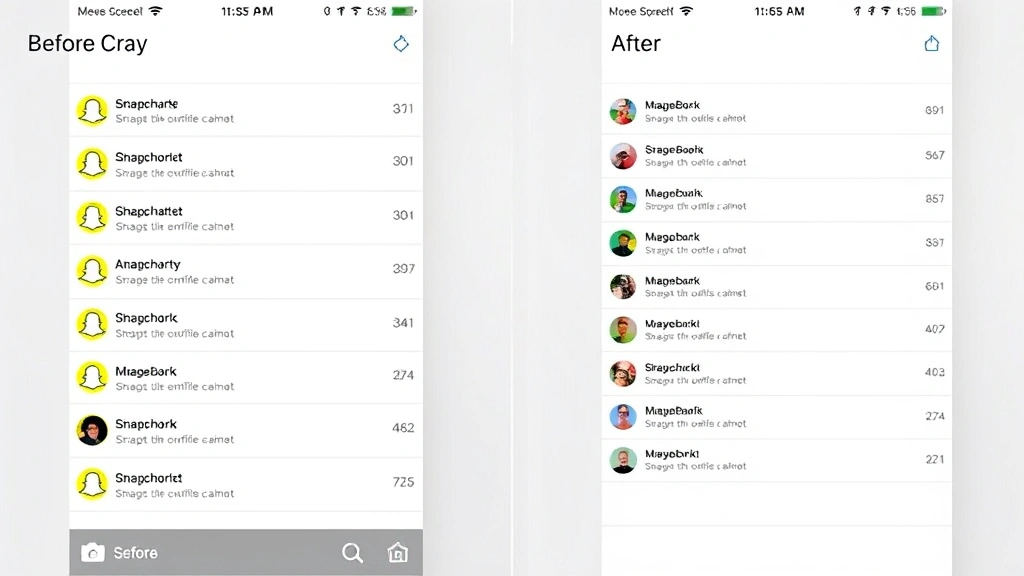 Split-screen comparison showing before and after: left side Snapchat chat list with multiple pinned conversations at top, right side same list with one conversation unpinned and moved below, clean minimal background