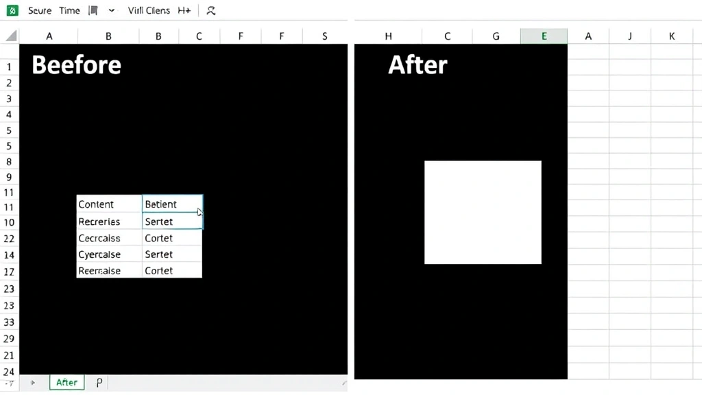 Split-screen showing before and after of merging two cells in Excel - left side shows two separate cells with content, right side shows merged cell with centered content spanning both original cell areas
