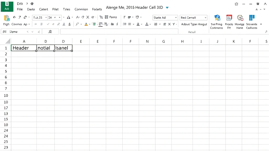 Excel spreadsheet displaying a merged cell spanning multiple columns with centered header text, showing the result of successful cell merge operation, clean business document layout
