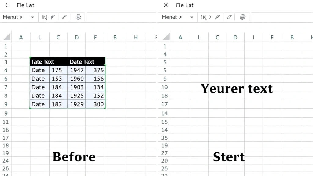 Split-screen comparison showing before and after cell merging in Excel, with the left side displaying two separate cells containing data and the right side showing the merged result with centered text spanning both columns.