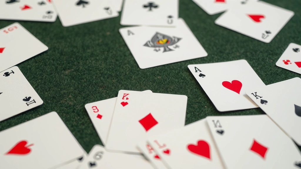 Close-up of organized card melds laid out on a felt surface, showing natural groupings of same-rank cards and wild cards interspersed, clear card faces visible, soft directional lighting, no text overlays