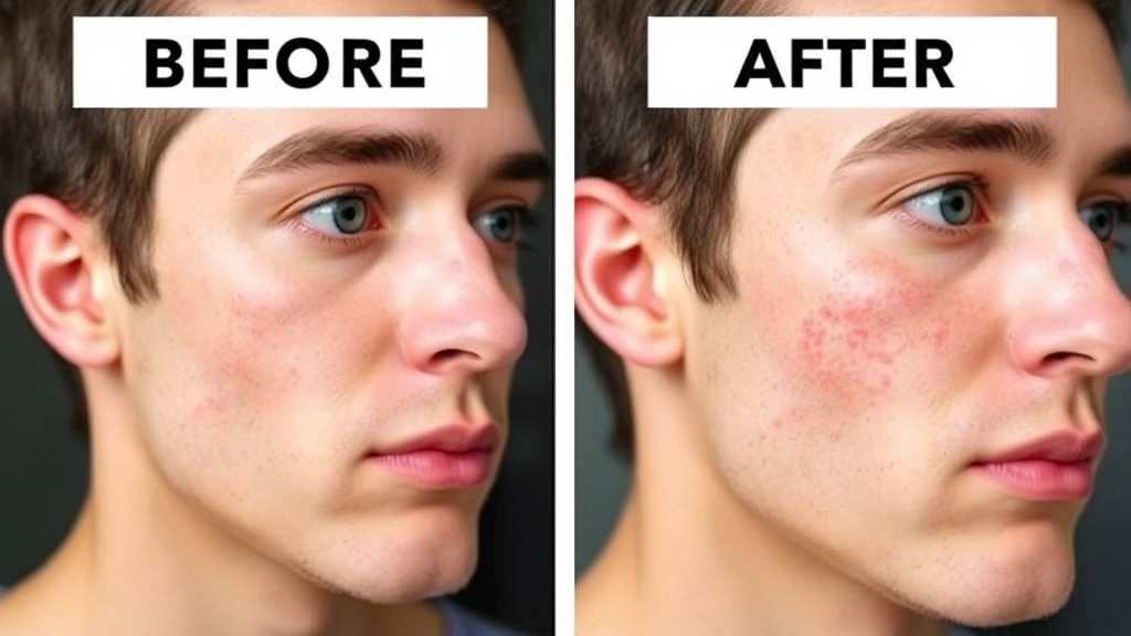 Before and after comparison showing healthy skin after proper shave preparation versus irritated skin with razor bumps. Demonstrate difference in skin condition and inflammation levels.