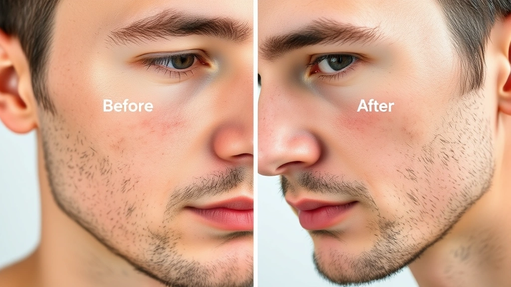 Before and after comparison of skin texture showing smooth, healthy skin after proper shaving routine versus irritated skin with visible razor bumps and inflammation