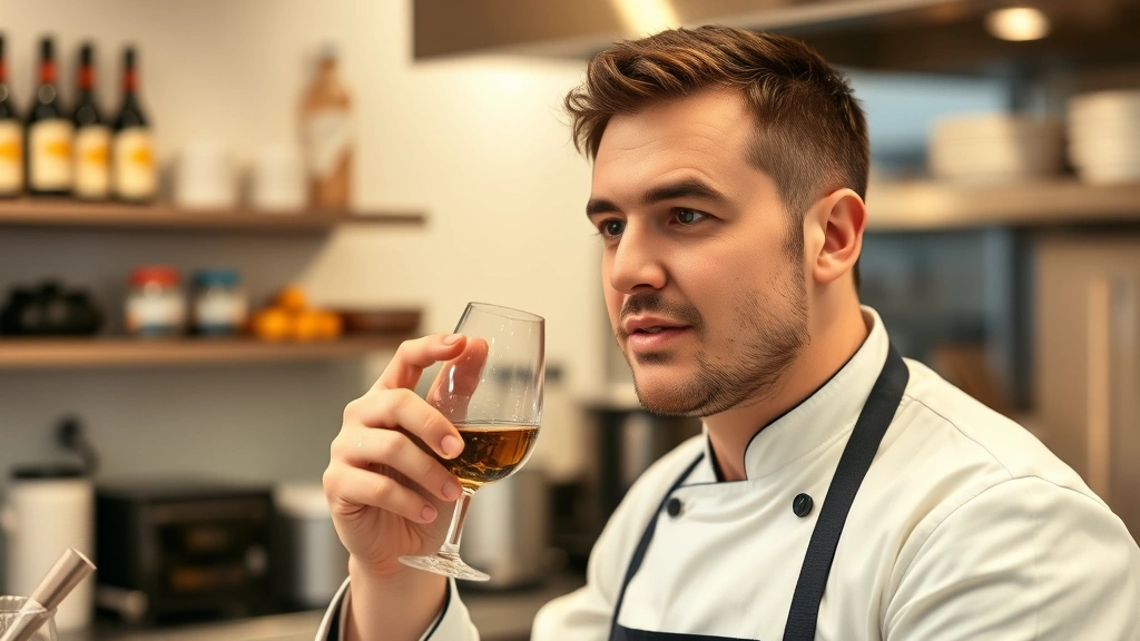 Professional sommelier or chef pronouncing words clearly with proper mouth and lip positioning, demonstrating phonetic techniques in a modern kitchen or culinary classroom setting